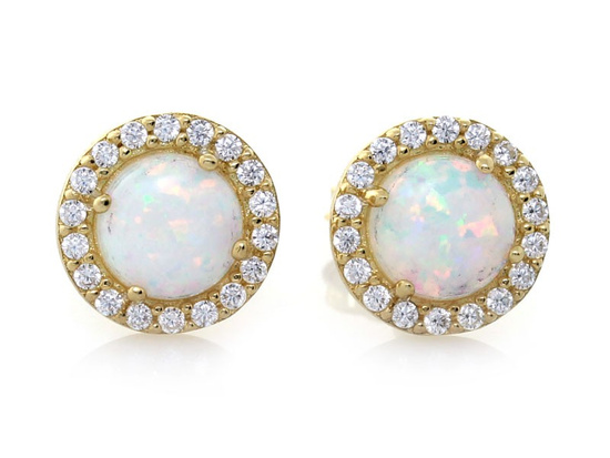 Kolczyki złote markiza na sztyfcie z opalem