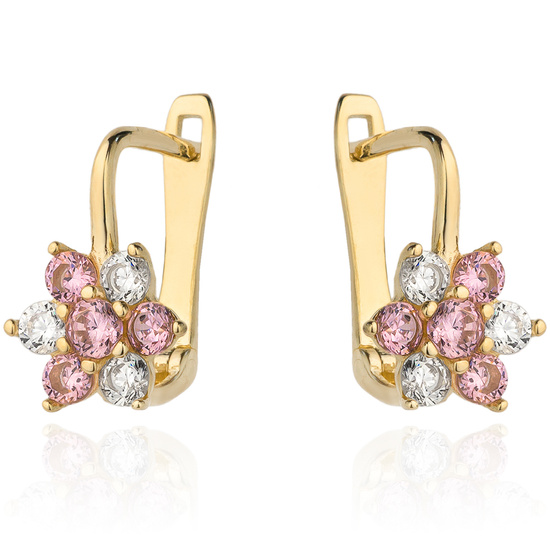 Złote kolczyki 585 dla dziewczynki - kwiatki