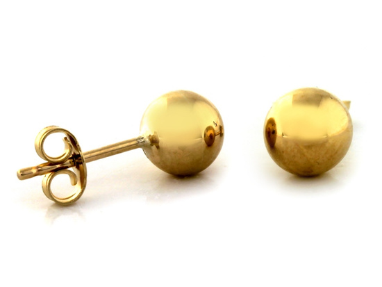 Kolczyki złote kulki przy uchu na sztyfcie 6mm