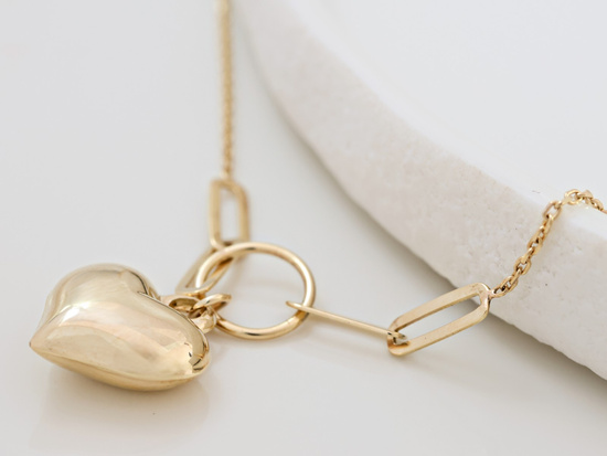 Bransoletka złota z wiszącym dmuchanym sercem