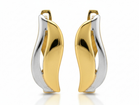Kolczyki złote angielskie dwukolorowe klasyczne bez kamieni