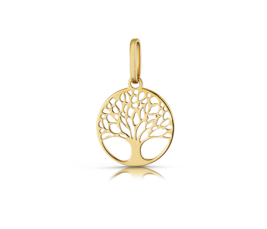 Złota zawieszka 585 - drzewko szczęścia w okrągłej oprawie
