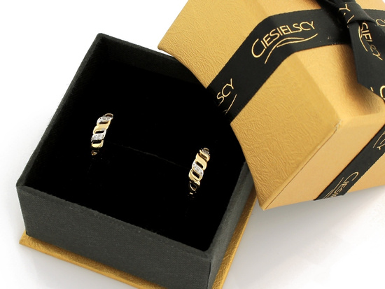 Kolczyki złote małe ozdobne kółka z cyrkoniami