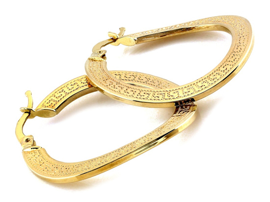 Kolczyki złote koła z greckim wzorem 31mm