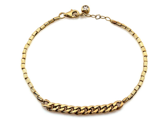 Elegancka złota bransoletka z łączonych łańcuszków