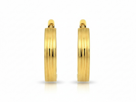 Złote kolczyki blaszki diamentowane cienkie