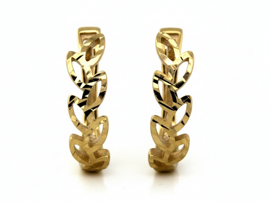 Kolczyki złote gałązki listki angielskie zapięcie