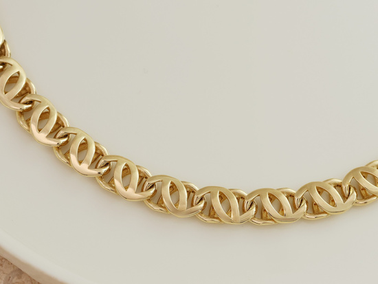 Bransoletka złota gruby łańcuch splot tygrysie oko