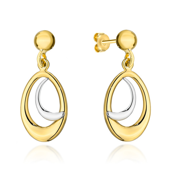 Złote kolczyki wiszące 585 wiszące łezki z księżycami