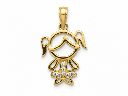 Złota zawieszka dziewczynka z cyrkoniami