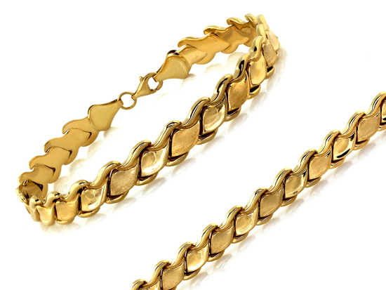 Bransoletka złota elementowa z satyną