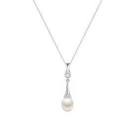 Zawieszka srebrna 925 z perłą i diamentowymi cyrkoniami