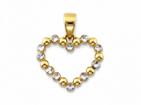 Zawieszka złote serce kontur z dwukolorowych kulek