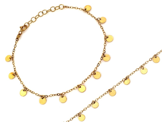 Bransoletka złota łańcuszkowa z zawieszkami z kółkami