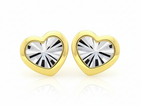 Złote kolczyki serca diamentowane