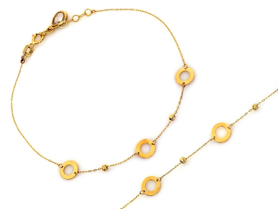 Bransoletka złota delikatna z obręczami ringami