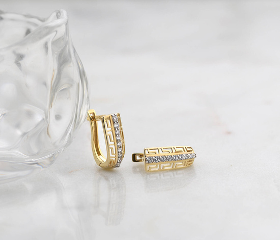 Złote kolczyki 333 z cyrkoniami - greckie