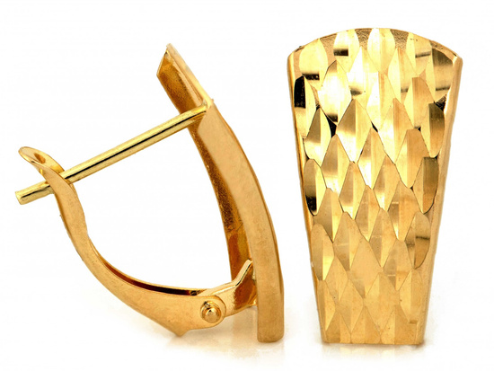 Kolczyki złote frezowane bez kamieni wygodne