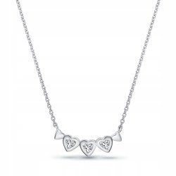 Naszyjnik srebrny 925 z diamentowymi cyrkoniami - serca
