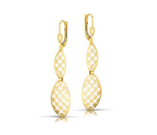 Złote kolczyki 375 ażurowe - wiszące