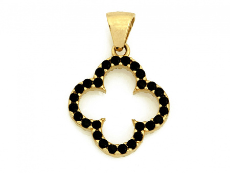 Zawieszka złota kwiatek, koniczynka z cyrkoniami