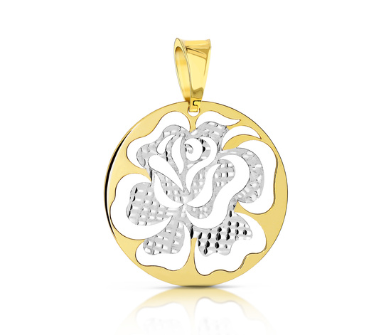 Złota zawieszka 585 - kółko, kwiatek