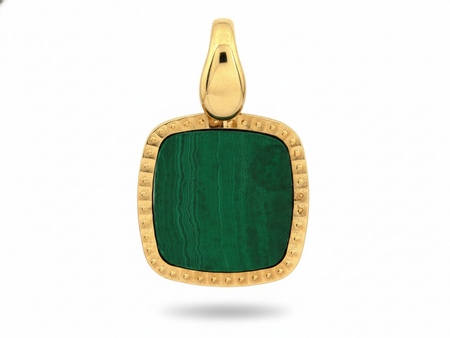 Zawieszka złota kwadratowa z malachitem