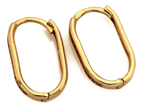 Kolczyki złote owalne z cyrkoniami eleganckie dyskretne