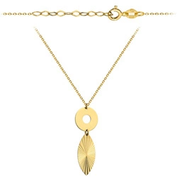 Złoty naszyjnik 585 - koło, listek