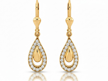 Kolczyki złote wiszące z cyrkoniami