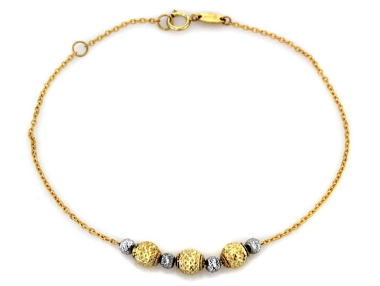 Bransoletka złota z dwukolorowymi kulkami