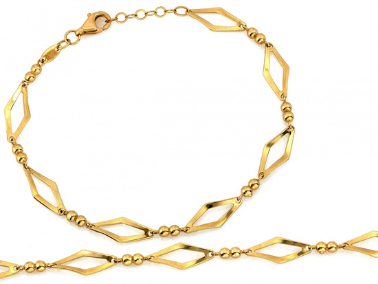 Bransoletka złota z kulek i rombów