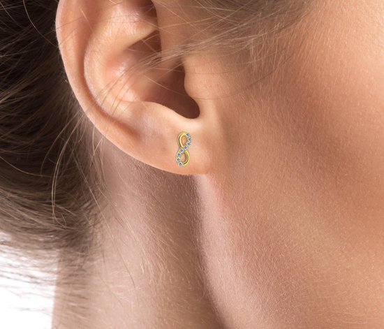 Złote kolczyki 585 z cyrkoniami -  nieskończoność