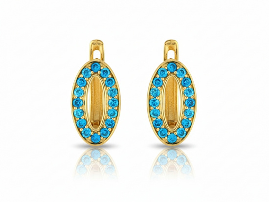 Kolczyki angielskie owal z niebieskimi cyrkoniami