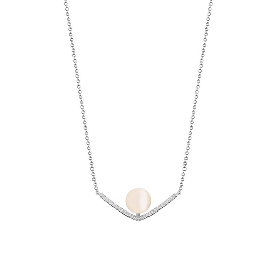 Naszyjnik srebrny 925 z perłami i diamentowymi cyrkoniami 