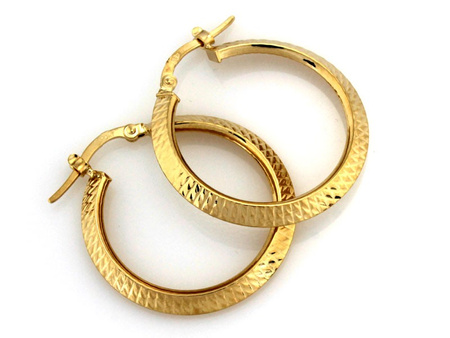 Diamentowane złote kolczyki koła 29mm