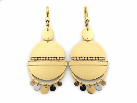 Kolczyki złote wiszące angielskie z ruchomymi kółeczkami