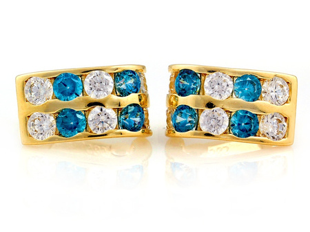 Kolczyki złote z cyrkoniami dla dziewczynki podwójne