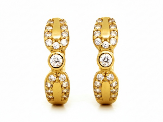 Kolczyki złote z cyrkoniami zdobione kółeczka