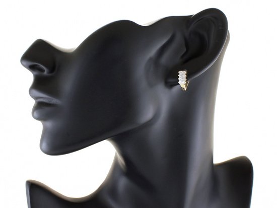 Kolczyki złote z prostokątnymi cyrkoniami bagietkami