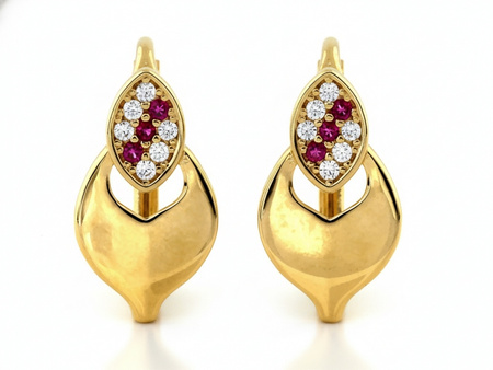 Kolczyki złote angielskie z cyrkoniami