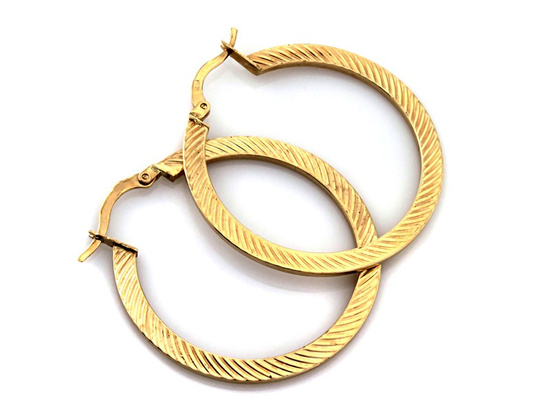 Kolczyki złote koła płaskie frezowane 26mm