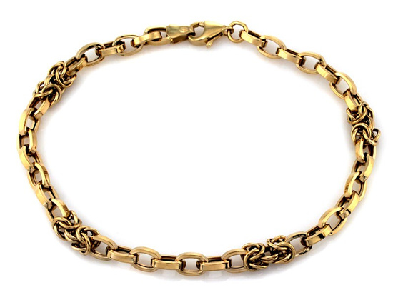 Bransoletka złota łańcuszkowa z dwóch różnych splotów