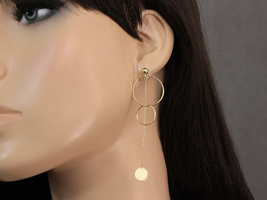 Kolczyki z kół z długim łańcuszkiem