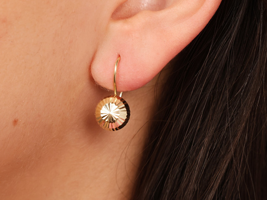 Kolczyki złote półkule na biglu diamentowane