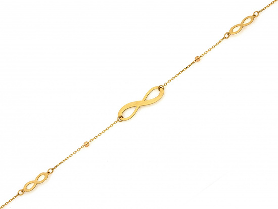 Bransoletka złota z kuleczkami i nieskończonością