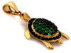 Zawieszka złota żółw z czarnymi i zielonymi cyrkoniami