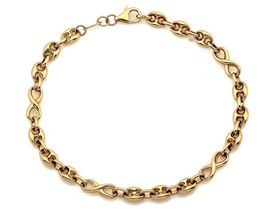 Złota bransoletka z owalnych ogniw