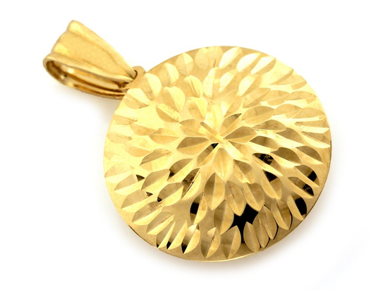 Zawieszka złota okrągła ażurowa przestrzenna 