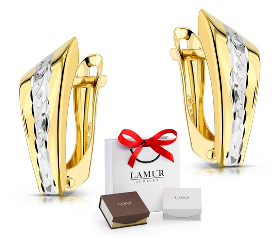 Złote kolczyki 375 diamentowane - klasyczne